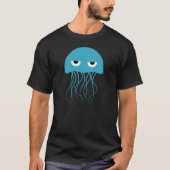 Whimsical Blue Jellyfish Cartoon T-shirt (Voorkant)