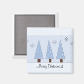 Whimsical Blue Kerstbomen Magneet (Voorkant / Achterkant)