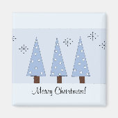 Whimsical Blue Kerstbomen Magneet (Voorkant)