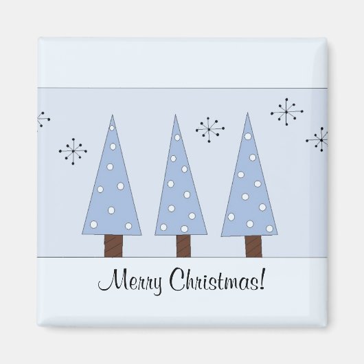Whimsical Blue Kerstbomen Magneet (Voorkant)