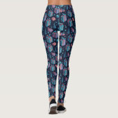 Whimsical Blue Kleurrijke Cadeaus Kerstpatroon Leggings (Achterkant)