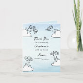 Whimsical Blue Match Made In Heaven Bridal Shower Bedankkaart (Voorkant)
