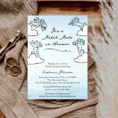 Whimsical Blue Match Made In Heaven Bridal Shower Kaart