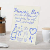 Whimsical Blue Mimosa Trendy Sketch Vrijgezellenfe Reclamebord Met Voetstuk (Insitu)