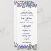 Whimsical Blue Moderne Bloemen Huwelijksuitnodigin Kaart (Voorkant / Achterkant)