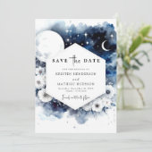 Whimsical Blue Moonlit Wedding Save The Date (Staand voorkant)