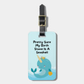 Whimsical Blue Narwal Eenhoorn Bagagelabel (Voorkant verticaal)