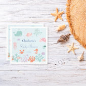 Whimsical Blue Ocean Animals Baby shower Party Servet