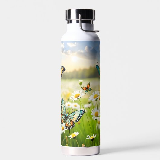 Whimsical Blue Orange Butterflies in Daisy Meadow Waterfles (Links)