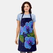 Whimsical Blue Orchid Bloemen Schilderij Schort (Gedragen)