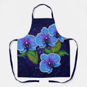Whimsical Blue Orchid Bloemen Schilderij Schort (Voorkant)