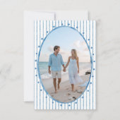 Whimsical Blue Oval Watercolor Stripe Photo Save The Date (Achterkant)