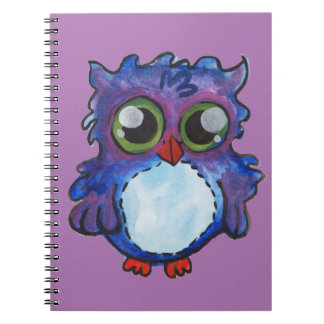 Whimsical Blue Owl Spiral Notitieboek