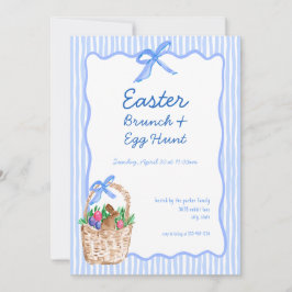 Whimsical Blue Paasbrunch & Egg Hunt Uitnodiging