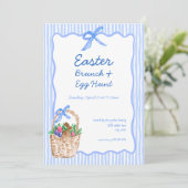 Whimsical Blue Paasbrunch & Egg Hunt Uitnodiging (Staand voorkant)