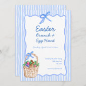 Whimsical Blue Paasbrunch & Egg Hunt Uitnodiging (Voorkant / Achterkant)