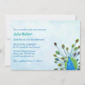 Whimsical Blue Peacock Baby Boy Shower Kaart (Achterkant)