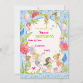 Whimsical Blue & Pink Fairy Verjaardag Uitnodiging (Voorkant)