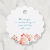 Whimsical Blue Pink Flowers Wedding Thank You Bedankjes Labels (Achterkant)