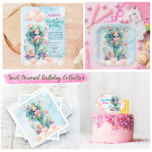 Whimsical Blue & Pink Zeemeermin Verjaardagspapier Papieren Bordje