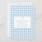 Whimsical Blue plaid Baby shower Boy Invitation Kaart (Achterkant)