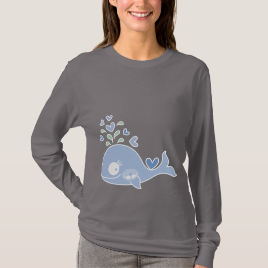 Whimsical Blue Pregnale met Twin Baby Boys T-shirt (Voorkant)