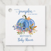 Whimsical Blue Pumpkin Baby shower Bedankjes Labels (Voorkant)