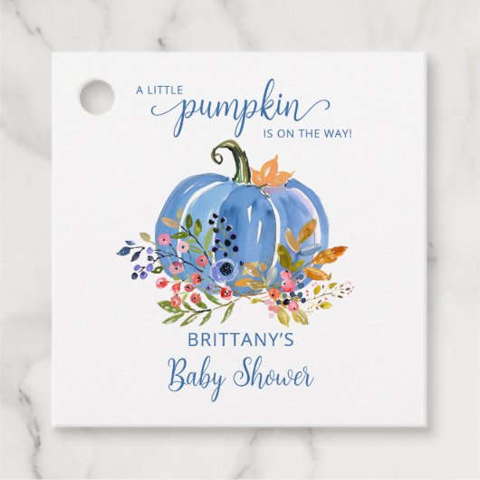 Whimsical Blue Pumpkin Baby shower Bedankjes Labels (Voorkant)