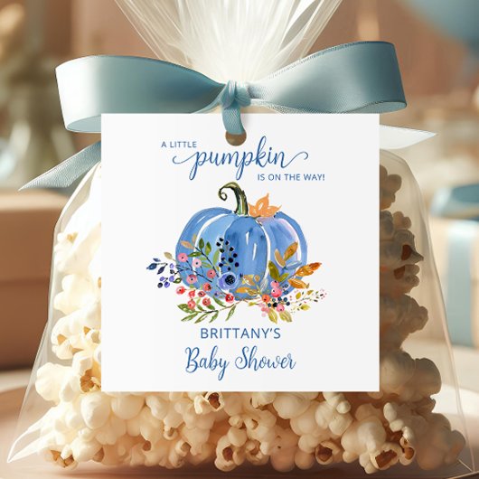 Whimsical Blue Pumpkin Baby shower Bedankjes Labels