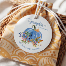 Whimsical Blue Pumpkin Baby shower Bedankjes Labels