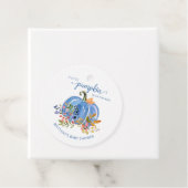 Whimsical Blue Pumpkin Baby shower Bedankjes Labels (In situ)
