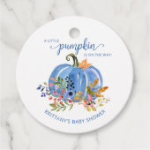 Whimsical Blue Pumpkin Baby shower Bedankjes Labels (Voorkant)