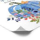 Whimsical Blue Pumpkin Baby shower Boeken en gesch Poster (Hoek)