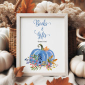 Whimsical Blue Pumpkin Baby shower Boeken en gesch Poster