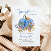Whimsical Blue Pumpkin Baby shower Kaart