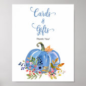 Whimsical Blue Pumpkin Baby shower Kaarten en gesc Poster (Voorkant)