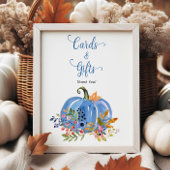 Whimsical Blue Pumpkin Baby shower Kaarten en gesc Poster