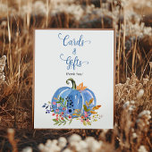 Whimsical Blue Pumpkin Baby shower Kaarten en gesc Poster