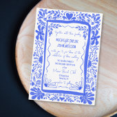 Whimsical Blue Quirky Doodle Hand getekend Kaart