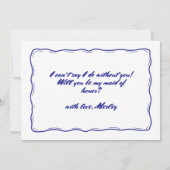 Whimsical Blue Ribbon Bow Maid of Honor Voorstel Kaart (Achterkant)