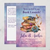 Whimsical Blue Roos Auteur Boek Lanceringsuitnodig Feestdagenkaart (Voorkant / Achterkant)