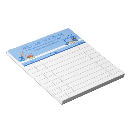 Whimsical Blue Seing Machine - verkoopcertificaat Notitieblok (Schuin)