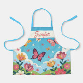 Whimsical Blue Sky Butterflies and Floral Garden Schort (Voorkant)