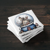 Whimsical Blue Snow Globe Christmas Magnet