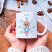 Whimsical Blue Snowflake en Winter Gingerbread Koffiemok
