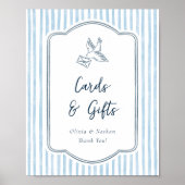 Whimsical Blue Stripes Cards & Gifts Wedding Sign Poster (Voorkant)