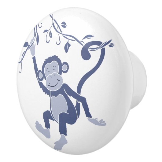 Whimsical blue swingende aap deurknop keramische knop (Rechts)