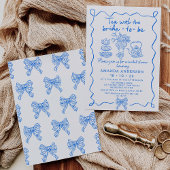 Whimsical Blue Tea Hand getrokken Vrijgezellenfees Kaart