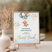 Whimsical Blue Teddy Guest Book Sign Poster