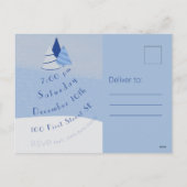 Whimsical Blue Trees Invitation Holiday Briefkaart (Achterkant)